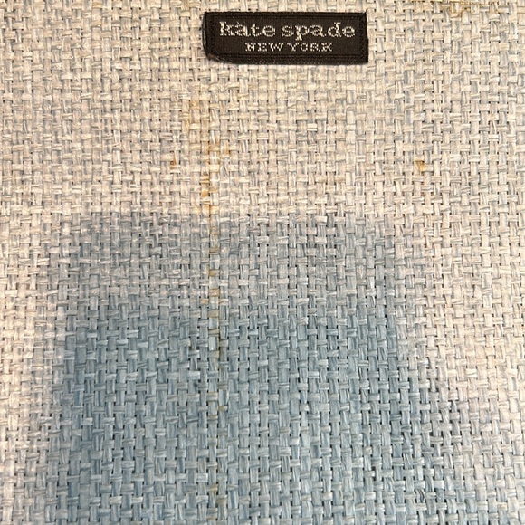 Kate Spade Teal Woven bag,  black leather handles magnet closure zipper - Picture 11 of 11